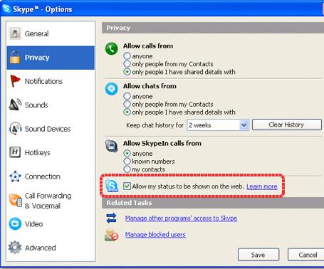 Skype - Options
